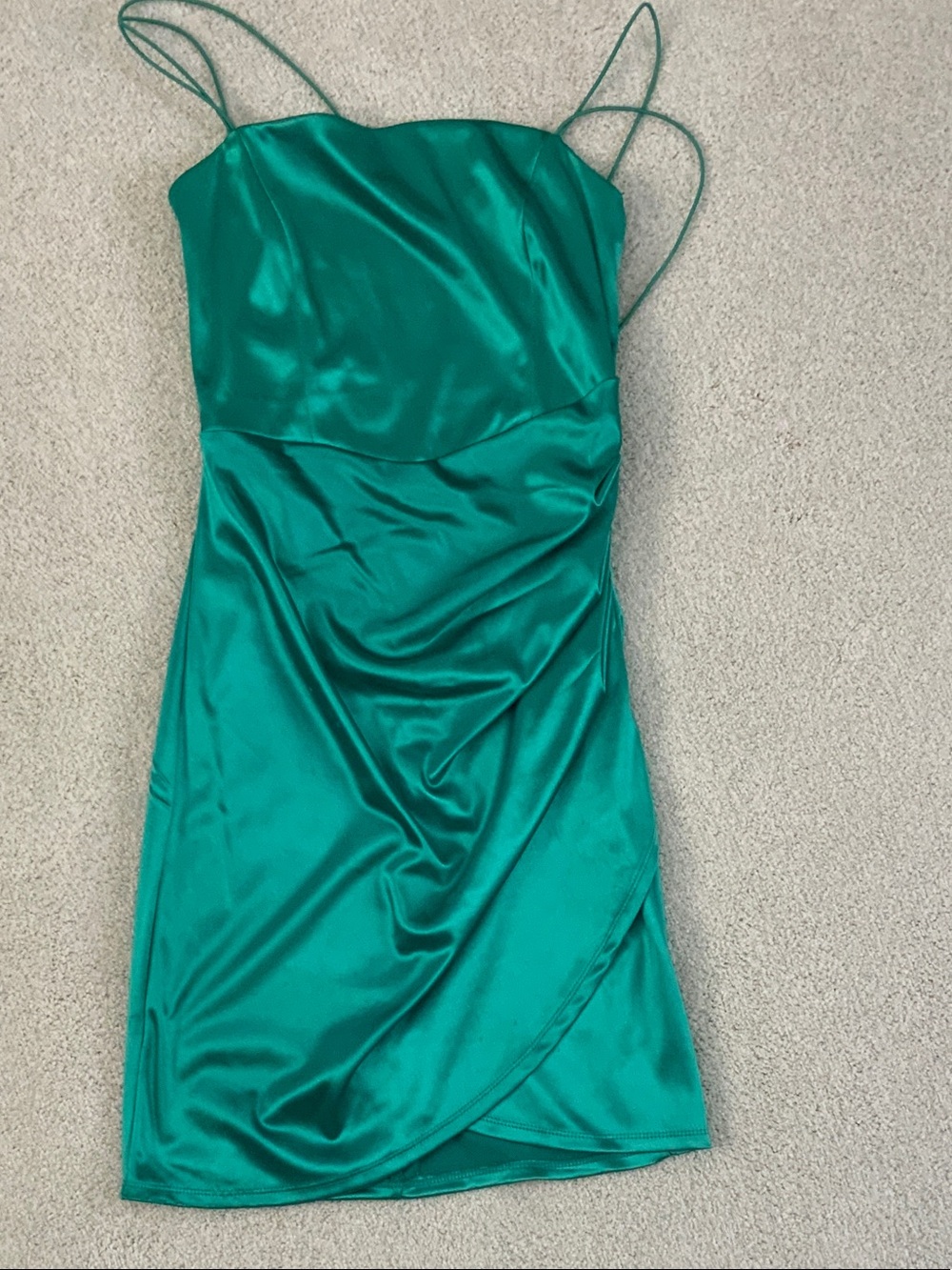 Emerald Sundae green Satin Mini Dress